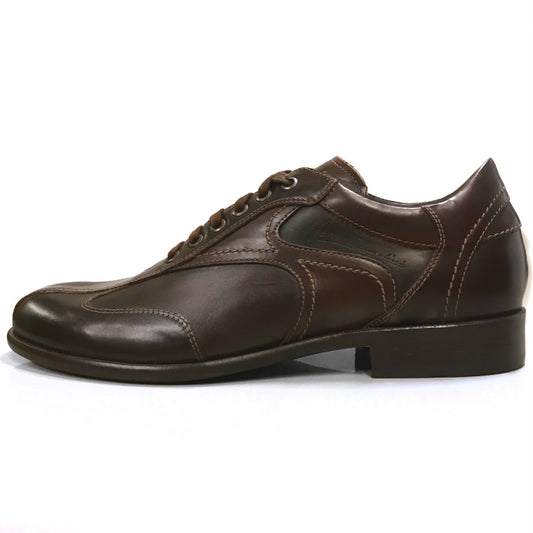 Sneakers Stringate Uomo NeroGiardini P100631U Vera Pelle, Marrone, Fondo Cuoio