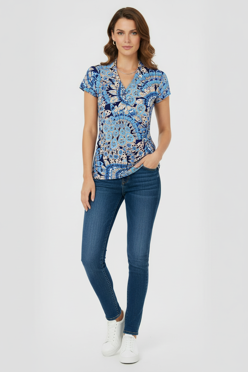 T-Shirt Donna Nero Giardini P561918D Mandala Blu