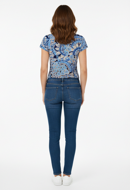 T-Shirt Donna Nero Giardini P561918D Mandala Blu