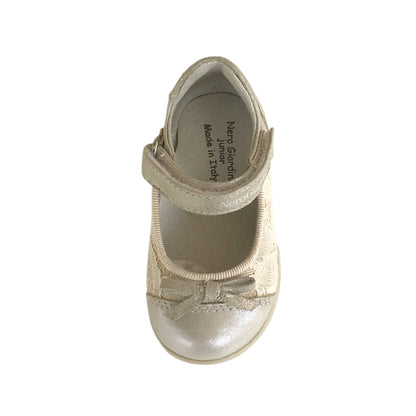 Scarpe Ballerine Bambina NeroGiardini P621410F Vera Pelle Pizzo Avorio Champagne