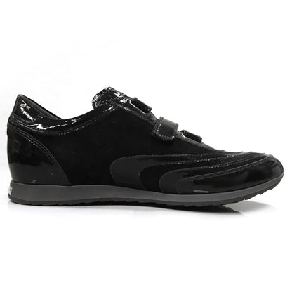 Sneakers A907919 in Vera Pelle Naplak, Pelle Scamosciata, chiusura triplo strappo, Nero 40/41x2/42/43
