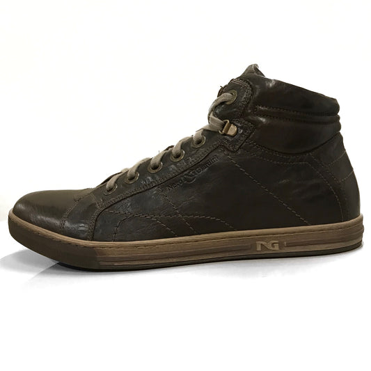 Sneakers Stringate Uomo NeroGiardini A201420U Vera Pelle, Fondo effetto sporco, Marrone Testa di Moro - Numero 44