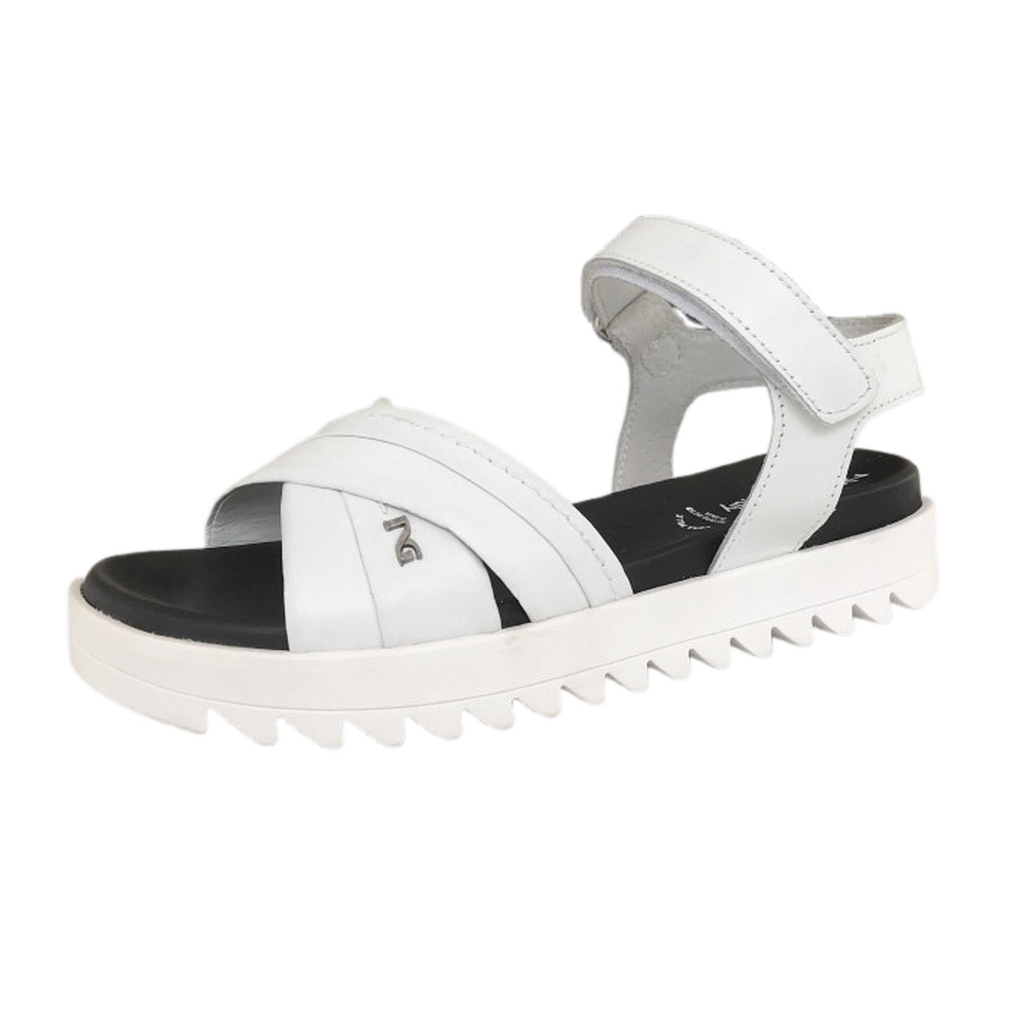 Sandali Ragazza e Donna in Vera Pelle, Bianco, Platform Sportivo in Gomma