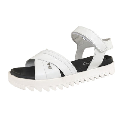 Sandali Ragazza e Donna in Vera Pelle, Bianco, Platform Sportivo in Gomma