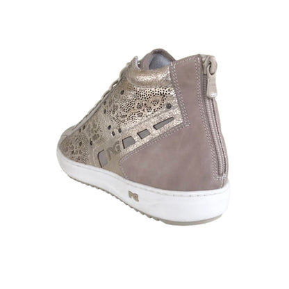 Sneakers Donna NeroGiardini Vera Pelle Sabbia Platino Lacci e zip - 40 EU