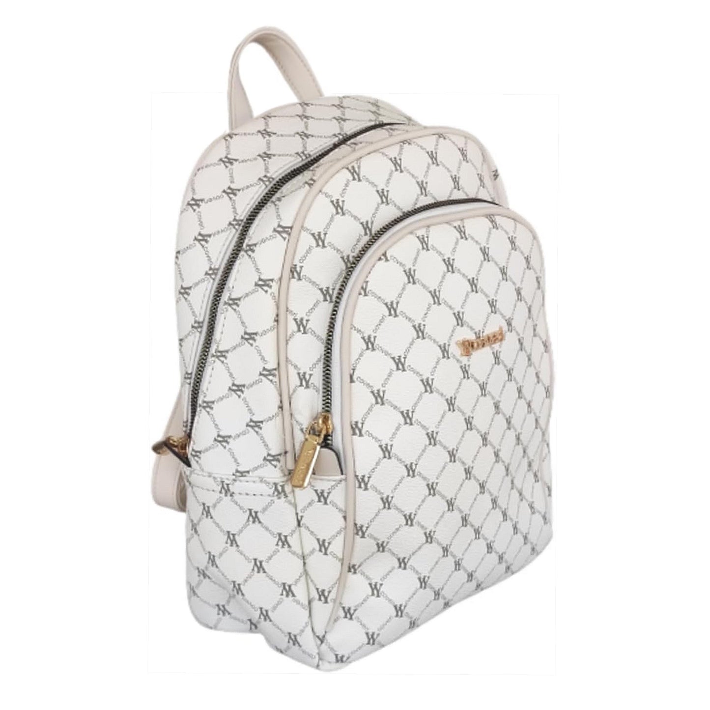 Generico Zainetto donna ecopelle bianco panna e beige con doppia zip fronte e una zip antifurto retro zaino per scuola università lavoro ufficio viaggio YouYoungCoveri