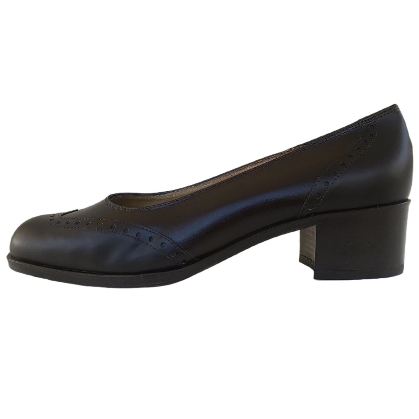 Décolleté Donna Ok Calzature 6901 Stile Inglese, in Vera Pelle, Marrone Testa di Moro