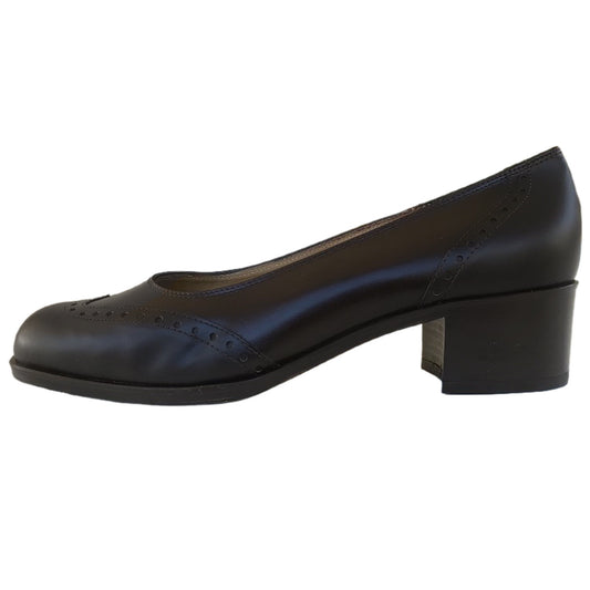 Décolleté Donna Ok Calzature 6901 Stile Inglese, in Vera Pelle, Marrone Testa di Moro