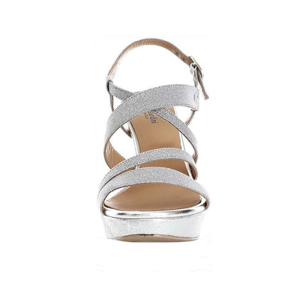 Sandali NeroGiardini P717890DE Argento Ghiaccio Glitter Vera Pelle