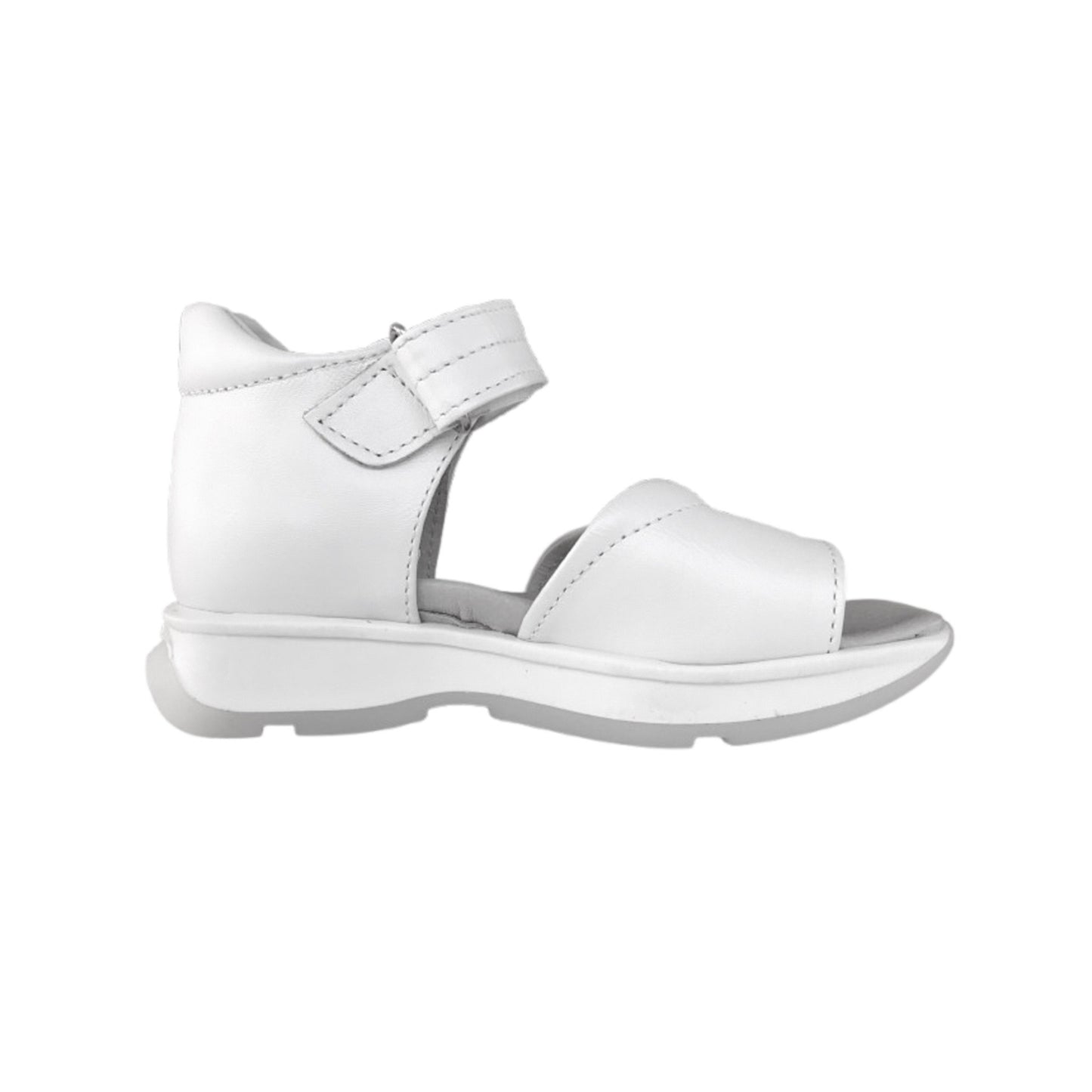 Sandali da Bambina Safari Kid’s in Vera Pelle, Bianco Perlato, Suola in Gomma Antiscivolo, Chiusura a Strappo, 24 EU