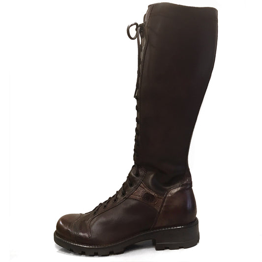 Stivali Anfibi Donna NeroGiardini Stivale 00460 Vera Pelle, Fondo Gomma, Cerniera Zip, Lacci, Marrone Testa di Moro - Numero 39 ( EU)