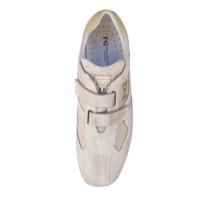 Sneakers Uomo Nero Giardini P008050 Vera Pelle e Tela Beige Savana Safari - Chiusura a strappo