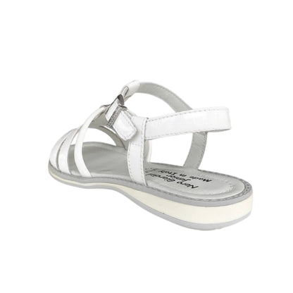 Sandali Bambina NeroGiardini in Vera Pelle Lucida, Modello Daimond, Bianco, con Cinturino alla Caviglia