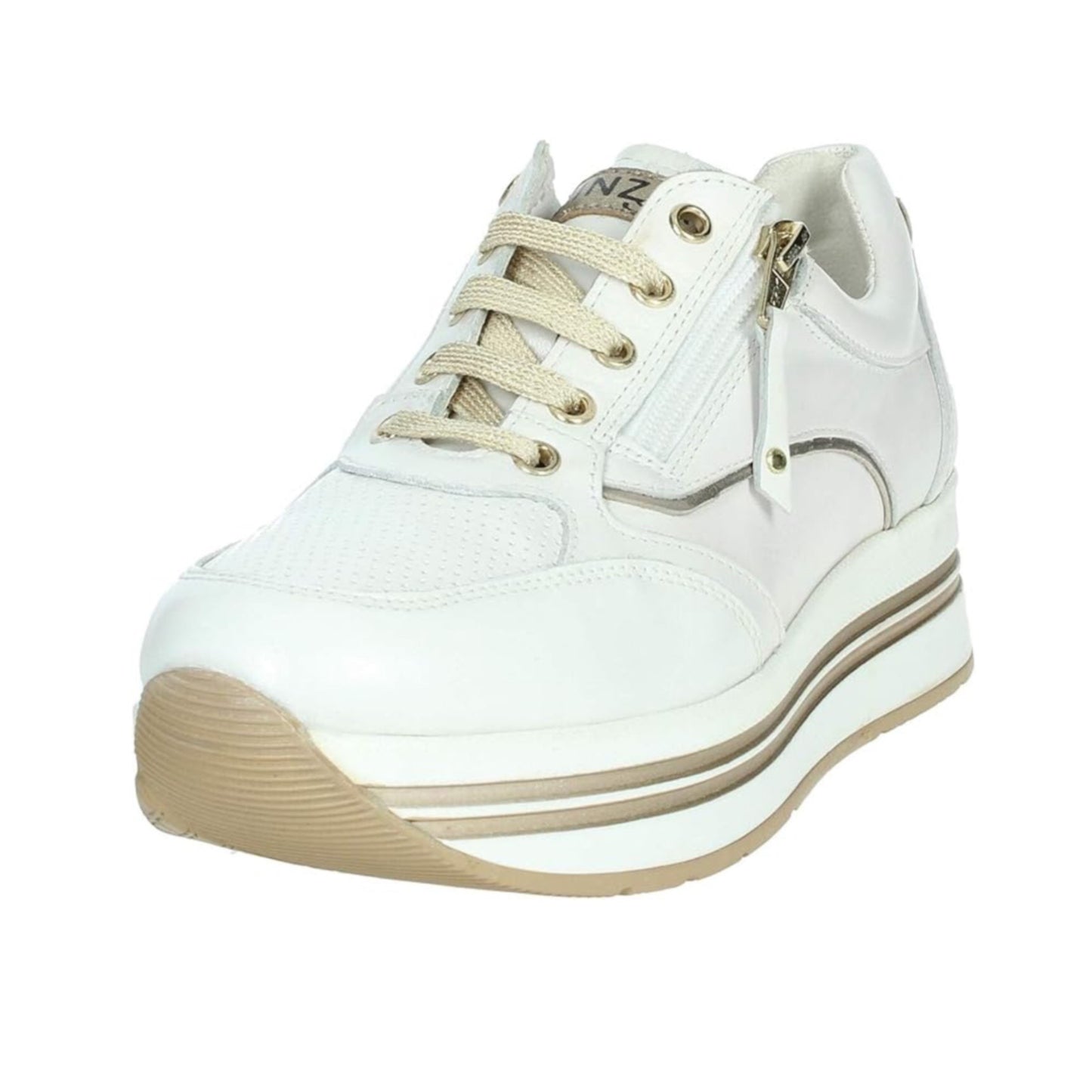 Sneakers Cinzia Soft IV919575 White/Gravel Bianco e oro, Vera Pelle, Platform, Zip Laterale