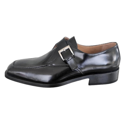 Scarpe Eleganti Uomo Colletti 2724 Vera Pelle Nero Lucido con Fibbia Argento
