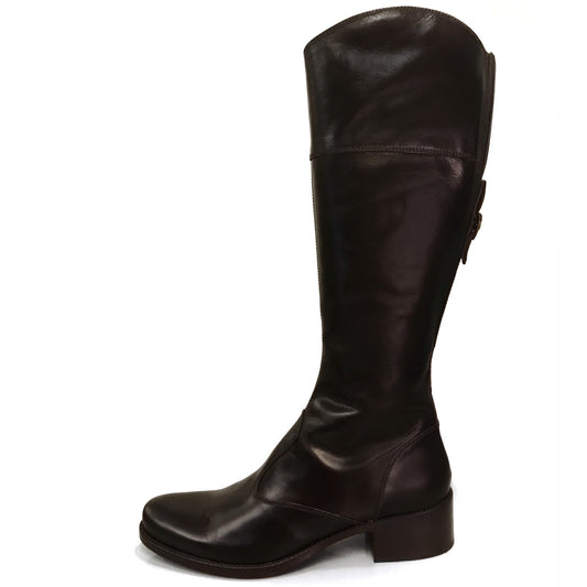 Stivali cavallerizza Donna NeroGiardini 00575 Vera Pelle, Tacco basso 3 cm, Cerniera Zip, Elastico - Marrone Testa di Moro