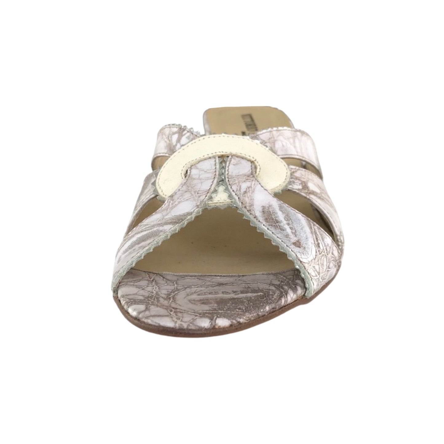 Ciabatte con zeppa Vittorio Ercoli 7514 Vera Pelle Stampa Cocco - Beige