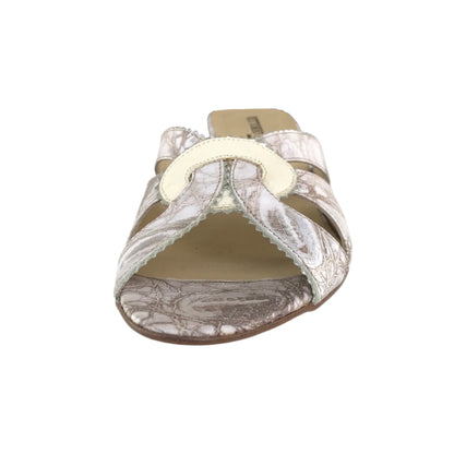 Ciabatte con zeppa Vittorio Ercoli 7514 Vera Pelle Stampa Cocco - Beige