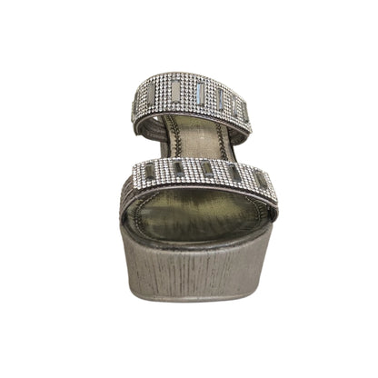 Ciabatte con zeppa CinziaSoft IAD16834 Peltro Argento Vera Pelle