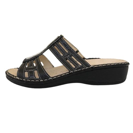 Ciabatte CinziaSoft IM24123NPL Vera Pelle con strass e plantare estraibile