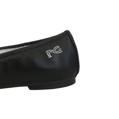 NeroGiardini Ballerine Donna P308421D in Vera Pelle Nero con Fiore Decorativo, 38 EU