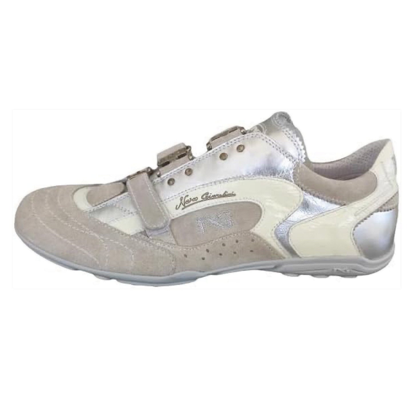 Sneakers con Strappo Uomo NeroGiardini 07678 Vera Pelle Camoscio Beige Moonlight