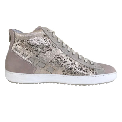 Sneakers Donna NeroGiardini Vera Pelle Sabbia Platino Lacci e zip - 40 EU