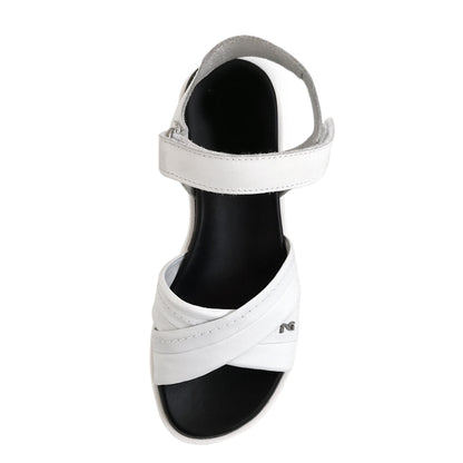 Sandali Ragazza e Donna in Vera Pelle, Bianco, Platform Sportivo in Gomma