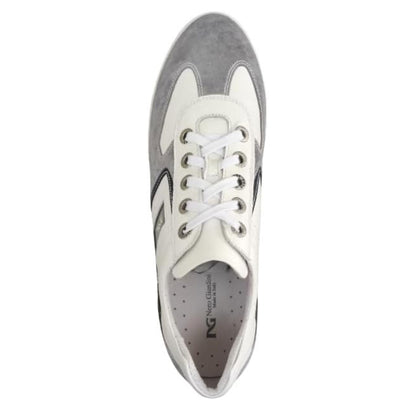 Sneakers Uomo NeroGiardini P201151U Vera Pelle Bianco Grigio con riporti Blu - 44 EU