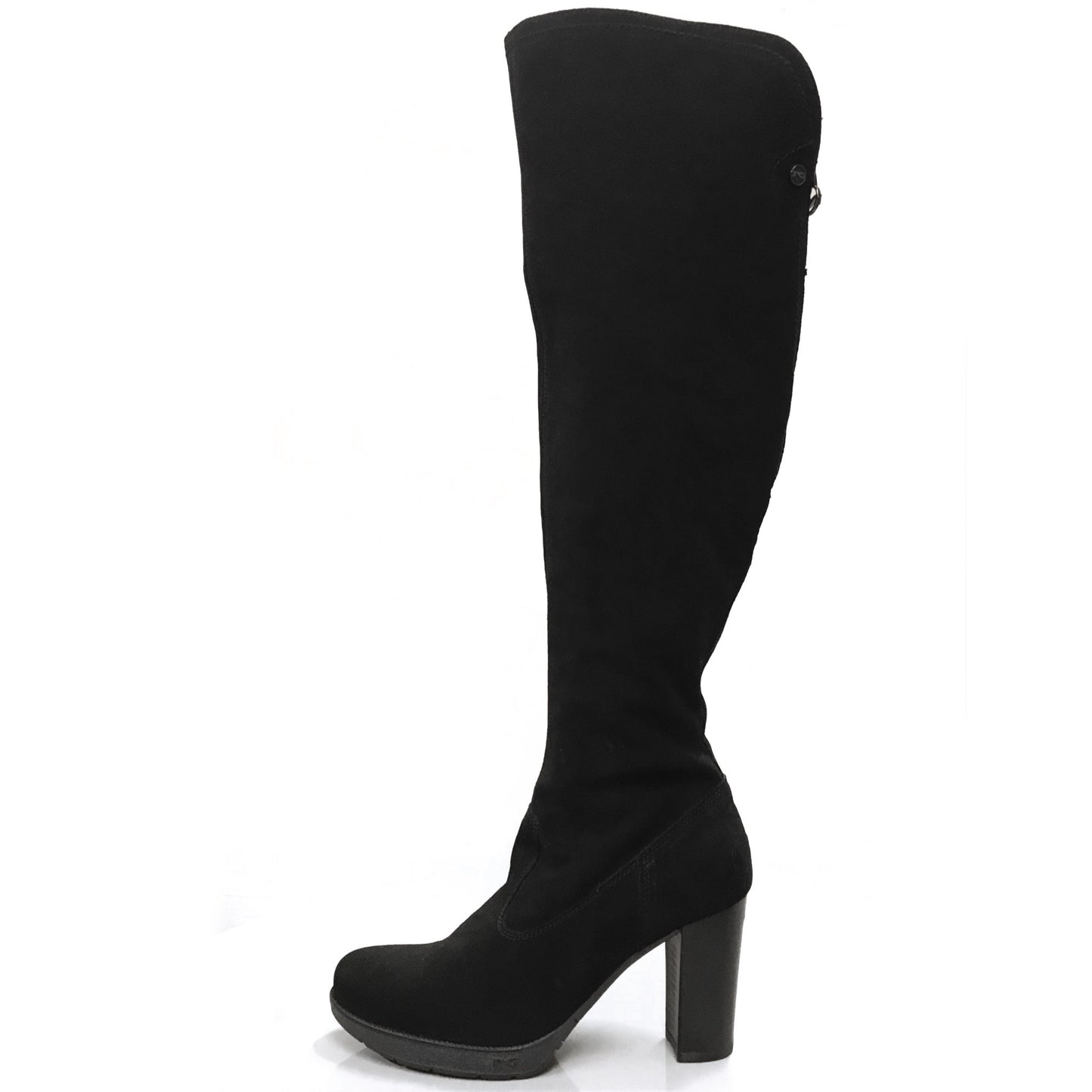 Stivali sopra al ginocchio Donna NeroGiardini A005205D - in Vera Pelle scamosciata, con plateau, cerniera zip, Tacco 9 cm, Nero