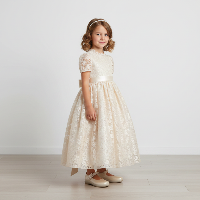 Scarpe Bambina con cinturino Giostra 740 Vera Pelle Avorio