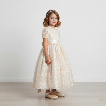 Scarpe Bambina con cinturino Giostra 740 Vera Pelle Avorio