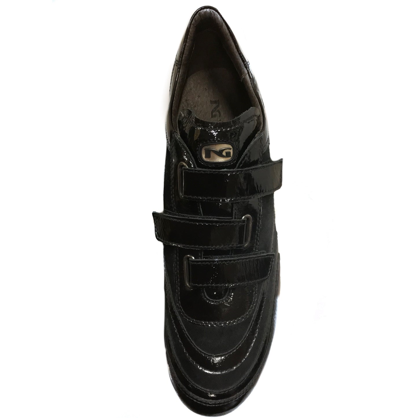 Sneakers scarpe con chiusura a strappo Uomo NeroGiardini A907919 in Vera Pelle scamosciata, Pelle in vernice - Colore Nero