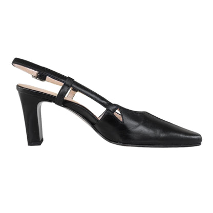Décolleté Slingback con cinturino MERIANNA  1056 in Vera Pelle Nero