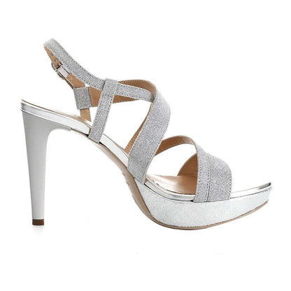 Sandali NeroGiardini P717890DE Argento Ghiaccio Glitter Vera Pelle