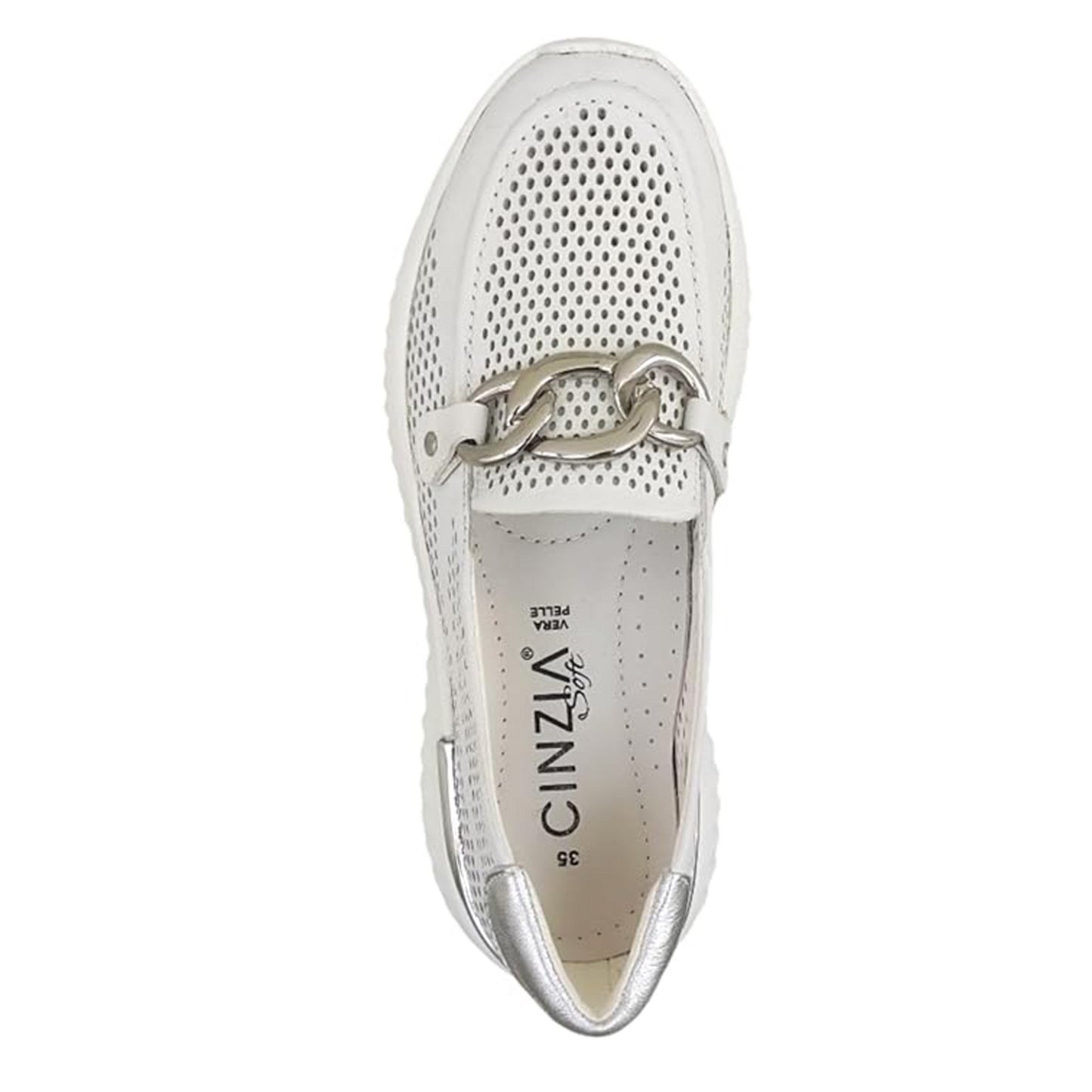 Mocassini Donna Cinzia Soft 16555 Vera Pelle Bianco Ghiaccio