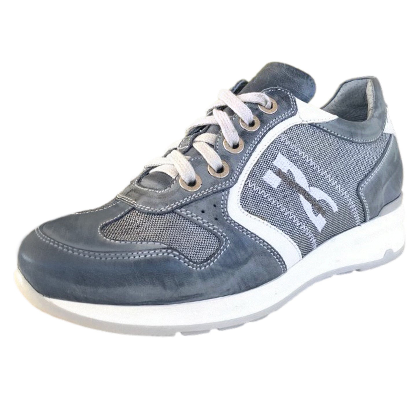 Sneakers Donna NeroGiardini P207022D Vera Pelle e Tessuto Blu Navy e Bianco