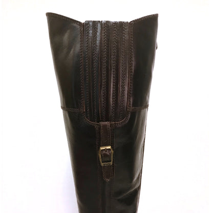 Stivali cavallerizza Donna NeroGiardini 00575 Vera Pelle, Tacco basso 3 cm, Cerniera Zip, Elastico - Marrone Testa di Moro
