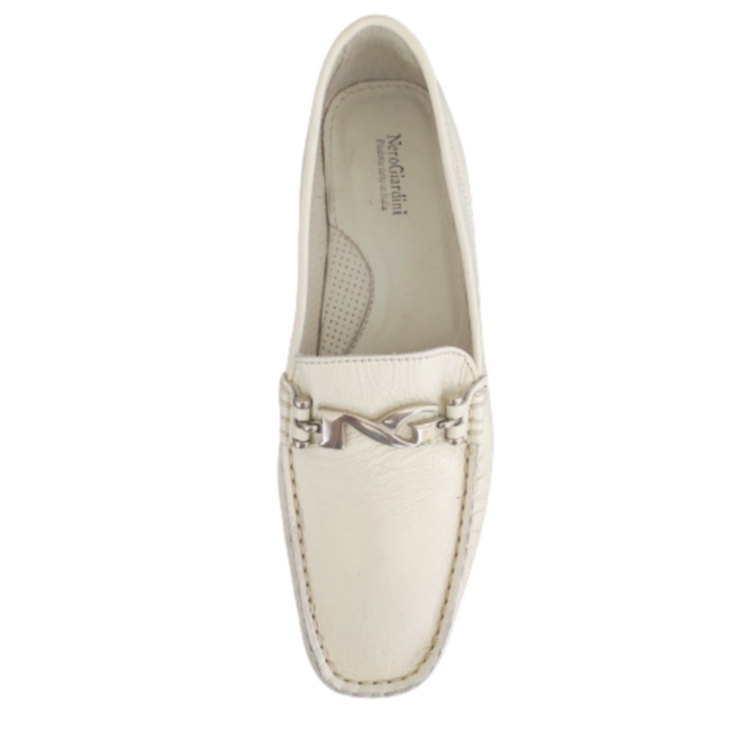 Mocassini Donna NeroGiardini 10002 Naplak Vernice Bianco