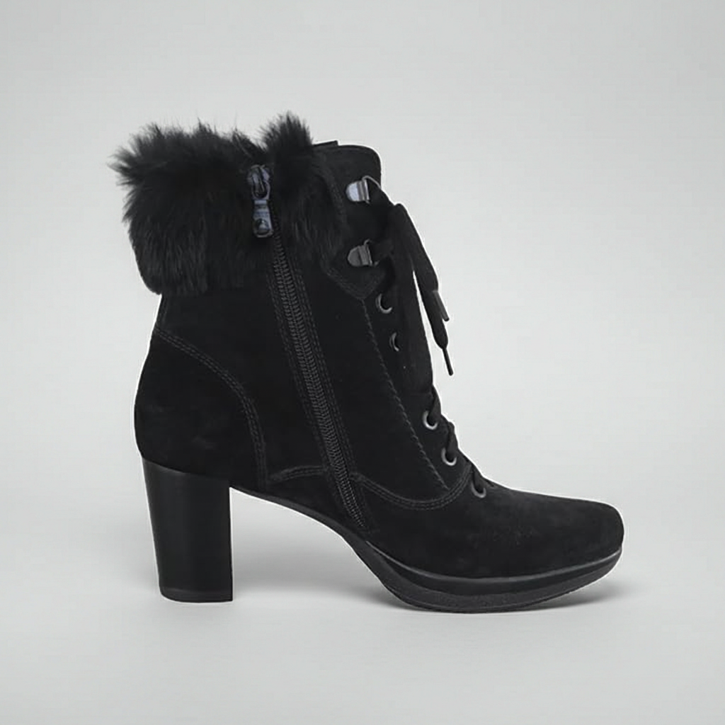 Stivaletti Neri Donna NeroGiardini A207801D, Plateau, Vera Pelle Camoscio, Pelliccia Nera, Inverno - 37 EU
