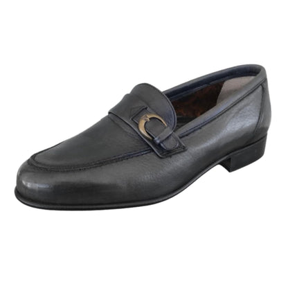 Mocassini Uomo Enzo del Lago 086 Pelle Nero con Fibbia Fondo Cuoio