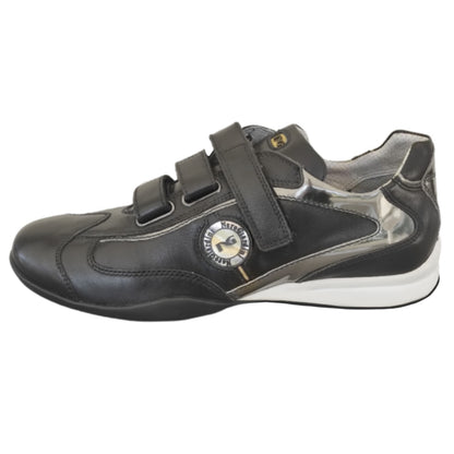 Sneakers Uomo con strappo NeroGiardini 07668 Naplak Nero riporti specchiati - 42 EU