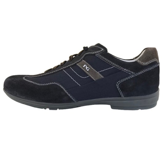Sneakers Uomo NeroGiardini P704780U Vera Pelle Scamosciata Tessuto Blu Indios