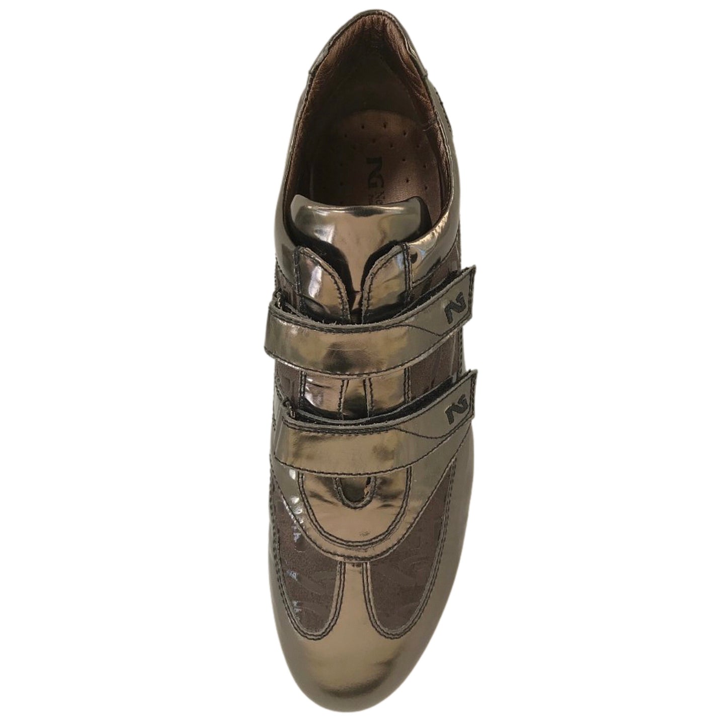 Sneakers donna NeroGiardini 456 con doppio strappo, Vera pelle Specchiato, Antracite, 39 EU