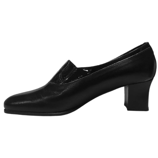 Scarpe Donna Comfort 768 con Elastico, Vera Pelle, Riporti in vernice Stampa Cocco, Nero