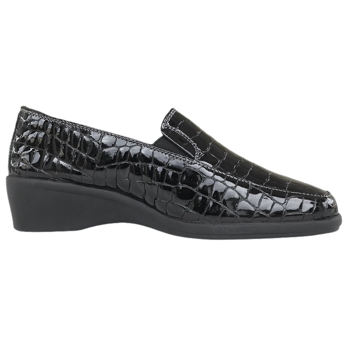 Mocassini Donna Cinzia Soft 1401, Zeppa Elastici Laterali, Vera Pelle in Vernice Stampa Cocco