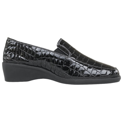 Mocassini Donna Cinzia Soft 1401, Zeppa Elastici Laterali, Vera Pelle in Vernice Stampa Cocco