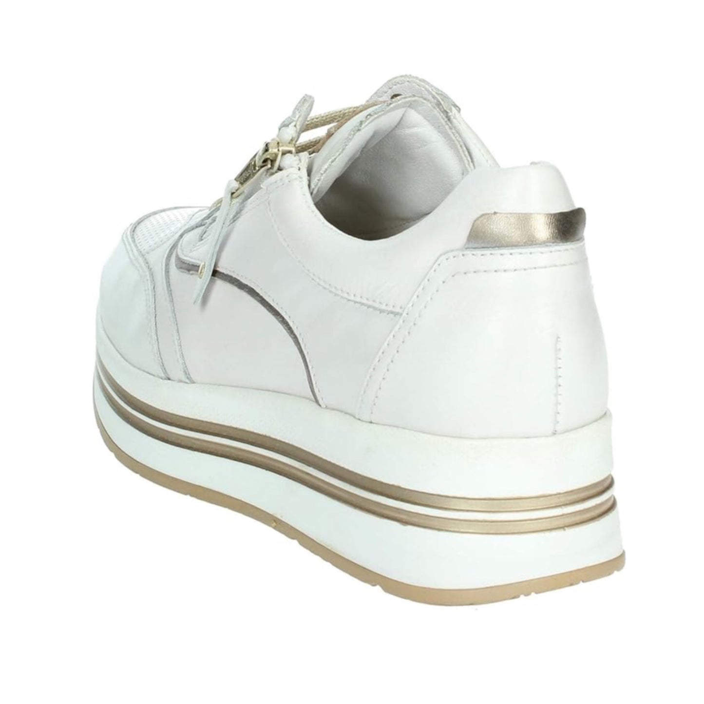 Sneakers Cinzia Soft IV919575 White/Gravel Bianco e oro, Vera Pelle, Platform, Zip Laterale