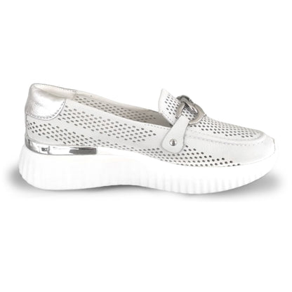 Mocassini Donna Cinzia Soft 16555 Vera Pelle Bianco Ghiaccio