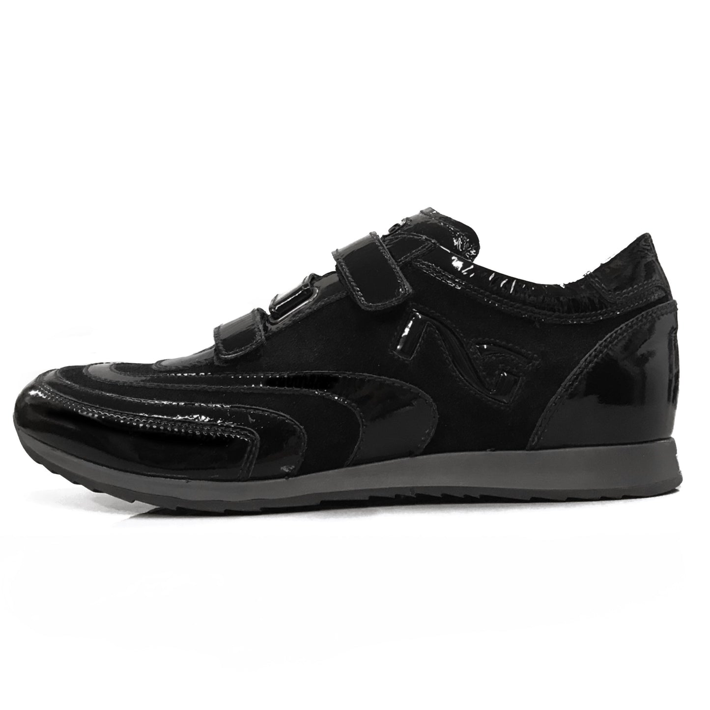 Sneakers A907919 in Vera Pelle Naplak, Pelle Scamosciata, chiusura triplo strappo, Nero 40/41x2/42/43